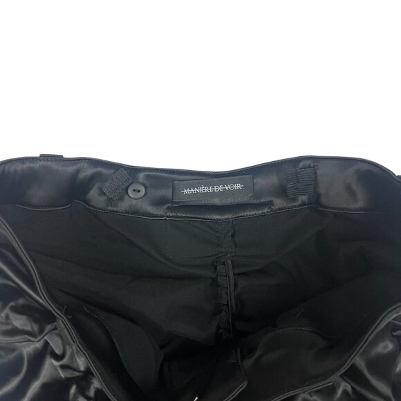 Maniere De Voir Ruched Satin Trousers Pants Size 6 US Black Cinch Skinny - Picture 10 of 15